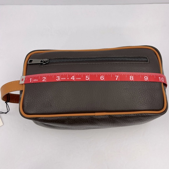 MASSEI, GENUINE LEATHER, MADE IN ITALY, MEN’S TOILETRY BAG,HAND MADE BROWN & TAN - Picture 12 of 16